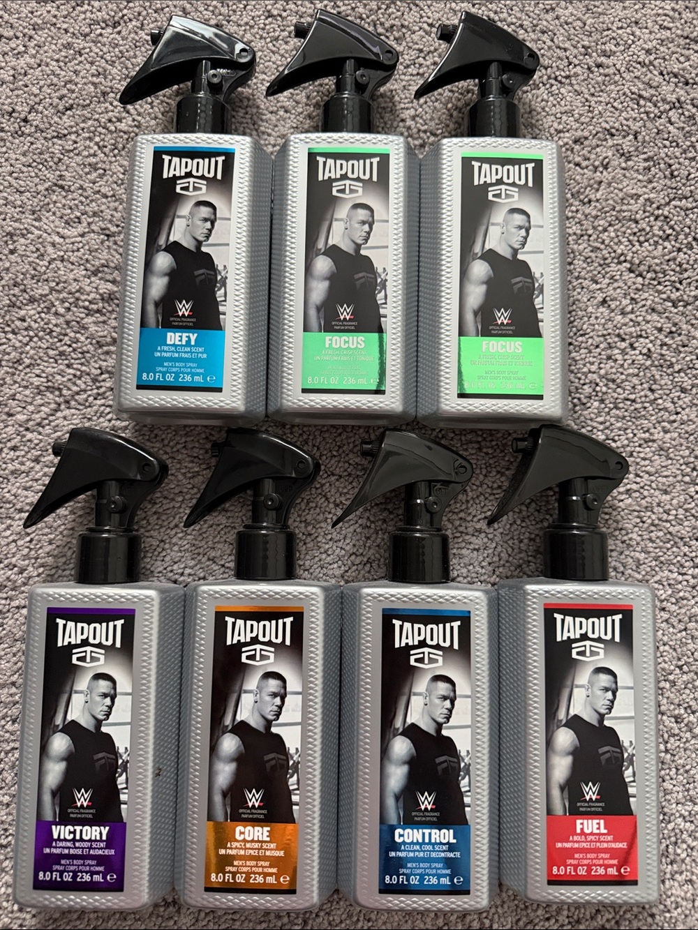 Lot of 8 WWE John Cena Tapout 8 oz Body Sprays - Multiple Scents